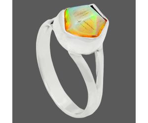 Ethiopian Opal Rough Ring size-7 EXR05851 R-1002, 8x9 mm