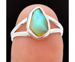 Ethiopian Opal Rough Ring size-7 EXR05854 R-1002, 7x10 mm