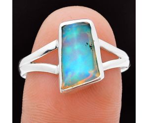 Ethiopian Opal Rough Ring size-9 EXR05855 R-1002, 7x14 mm