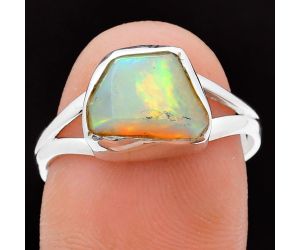 Ethiopian Opal Rough Ring size-9 EXR05861 R-1002, 8x10 mm