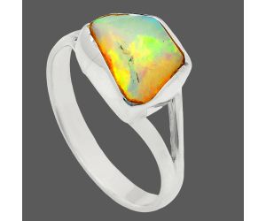 Ethiopian Opal Rough Ring size-9 EXR05861 R-1002, 8x10 mm