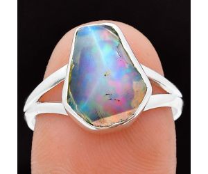 Ethiopian Opal Rough Ring size-9 EXR05865 R-1002, 10x13 mm