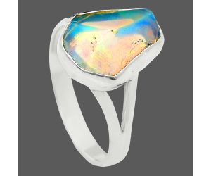 Ethiopian Opal Rough Ring size-9 EXR05865 R-1002, 10x13 mm