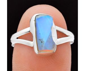 Ethiopian Opal Rough Ring size-9 EXR05866 R-1002, 6x12 mm