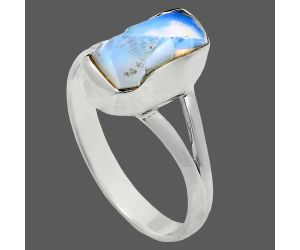 Ethiopian Opal Rough Ring size-9 EXR05866 R-1002, 6x12 mm