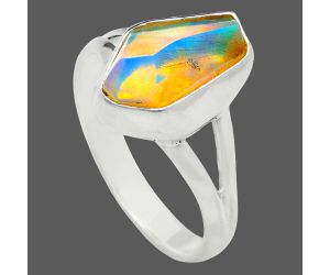 Ethiopian Opal Rough Ring size-7 EXR05873 R-1002, 8x13 mm