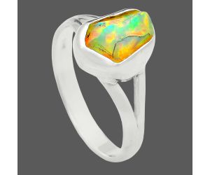 Ethiopian Opal Rough Ring size-8 EXR05875 R-1002, 6x9 mm