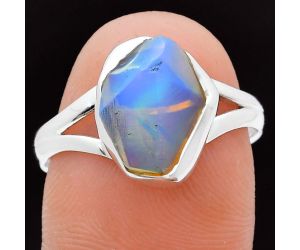 Ethiopian Opal Rough Ring size-9 EXR05876 R-1002, 9x12 mm