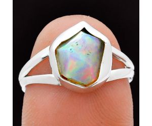 Ethiopian Opal Rough Ring size-7 EXR05877 R-1002, 7x9 mm