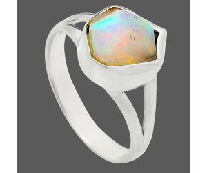 Ethiopian Opal Rough Ring size-7 EXR05877 R-1002, 7x9 mm