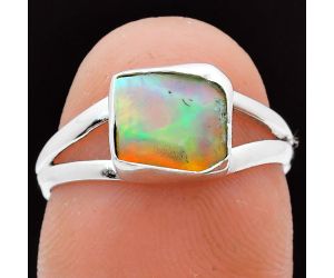 Ethiopian Opal Rough Ring size-7 EXR05878 R-1002, 8x8 mm