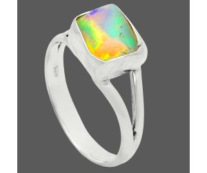 Ethiopian Opal Rough Ring size-7 EXR05878 R-1002, 8x8 mm