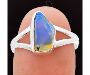 Ethiopian Opal Rough Ring size-9 EXR05880 R-1002, 6x12 mm