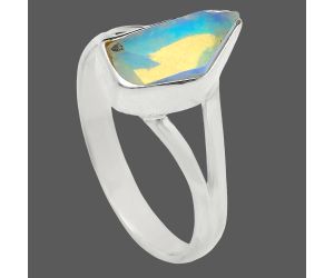 Ethiopian Opal Rough Ring size-9 EXR05880 R-1002, 6x12 mm