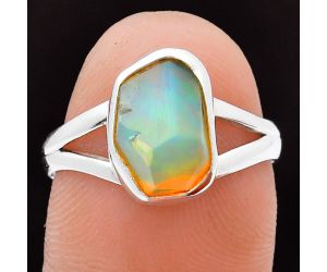 Ethiopian Opal Rough Ring size-7 EXR05887 R-1002, 8x12 mm