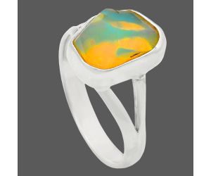 Ethiopian Opal Rough Ring size-7 EXR05887 R-1002, 8x12 mm