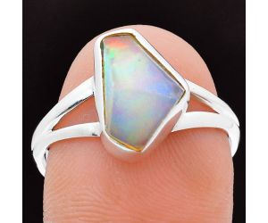 Ethiopian Opal Rough Ring size-9 EXR05890 R-1002, 8x12 mm