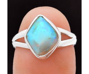 Ethiopian Opal Rough Ring size-7 EXR05891 R-1002, 10x12 mm