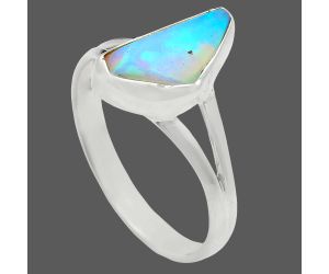 Ethiopian Opal Rough Ring size-9 EXR05892 R-1002, 7x13 mm