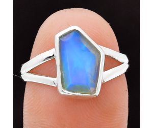 Ethiopian Opal Rough Ring size-7 EXR05893 R-1002, 8x12 mm