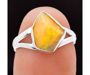 Ethiopian Opal Rough Ring size-7 EXR05901 R-1002, 9x12 mm