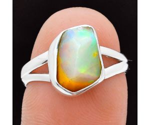 Ethiopian Opal Rough Ring size-7 EXR05907 R-1002, 7x11 mm