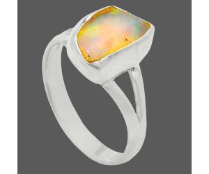 Ethiopian Opal Rough Ring size-7 EXR05909 R-1002, 8x11 mm