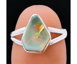 Ethiopian Opal Rough Ring size-7 EXR05912 R-1002, 9x13 mm