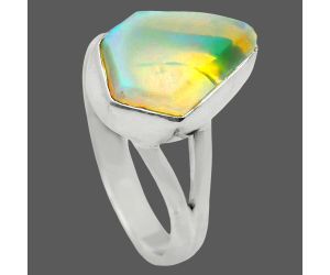 Ethiopian Opal Rough Ring size-7 EXR05912 R-1002, 9x13 mm