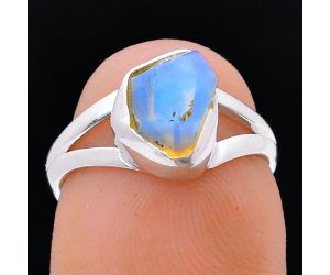 Ethiopian Opal Rough Ring size-6 EXR05919 R-1002, 7x8 mm