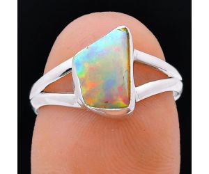 Ethiopian Opal Rough Ring size-7 EXR05920 R-1002, 7x10 mm