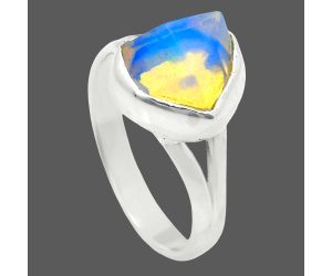 Ethiopian Opal Rough Ring size-7 EXR05926 R-1002, 8x10 mm