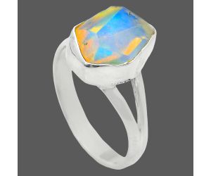 Ethiopian Opal Rough Ring size-7 EXR05927 R-1002, 8x11 mm