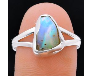 Ethiopian Opal Rough Ring size-9 EXR05929 R-1002, 7x10 mm