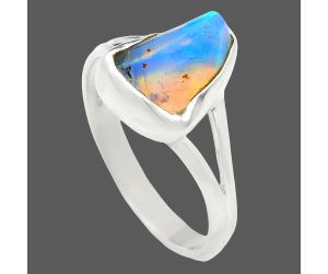 Ethiopian Opal Rough Ring size-9 EXR05929 R-1002, 7x10 mm