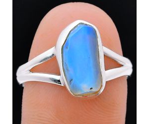 Ethiopian Opal Rough Ring size-9 EXR05931 R-1002, 7x13 mm