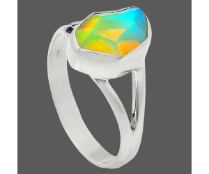 Ethiopian Opal Rough Ring size-7 EXR05932 R-1002, 7x11 mm