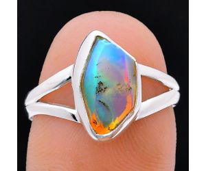 Ethiopian Opal Rough Ring size-7 EXR05937 R-1002, 7x12 mm