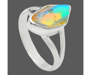 Ethiopian Opal Rough Ring size-7 EXR05937 R-1002, 7x12 mm