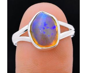 Ethiopian Opal Rough Ring size-9 EXR05938 R-1002, 9x12 mm