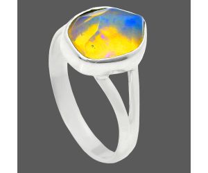 Ethiopian Opal Rough Ring size-9 EXR05938 R-1002, 9x12 mm