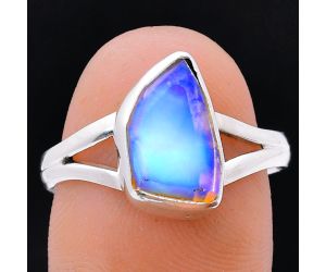 Ethiopian Opal Rough Ring size-9 EXR05941 R-1002, 8x13 mm