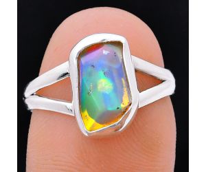 Ethiopian Opal Rough Ring size-7 EXR05942 R-1002, 7x11 mm