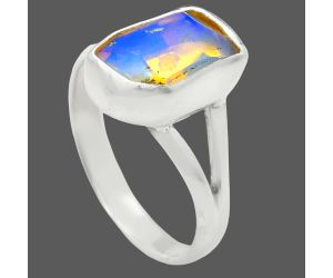 Ethiopian Opal Rough Ring size-7 EXR05942 R-1002, 7x11 mm