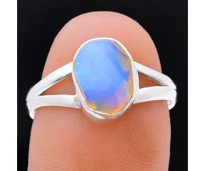 Ethiopian Opal Rough Ring size-8 EXR05946 R-1002, 8x10 mm