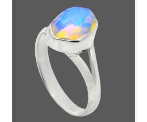 Ethiopian Opal Rough Ring size-8 EXR05946 R-1002, 8x10 mm