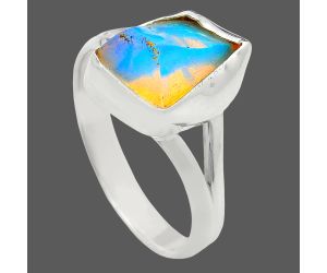 Ethiopian Opal Rough Ring size-7 EXR05957 R-1002, 7x10 mm