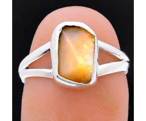 Ethiopian Opal Rough Ring size-7 EXR05959 R-1002, 6x10 mm