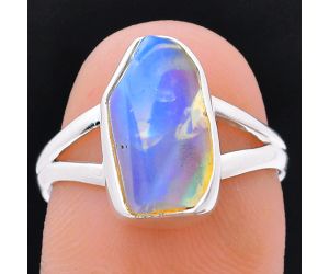 Ethiopian Opal Rough Ring size-7 EXR05963 R-1002, 8x13 mm