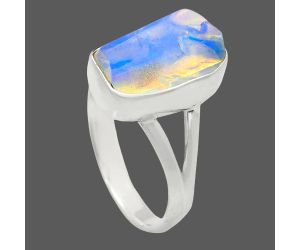 Ethiopian Opal Rough Ring size-7 EXR05963 R-1002, 8x13 mm